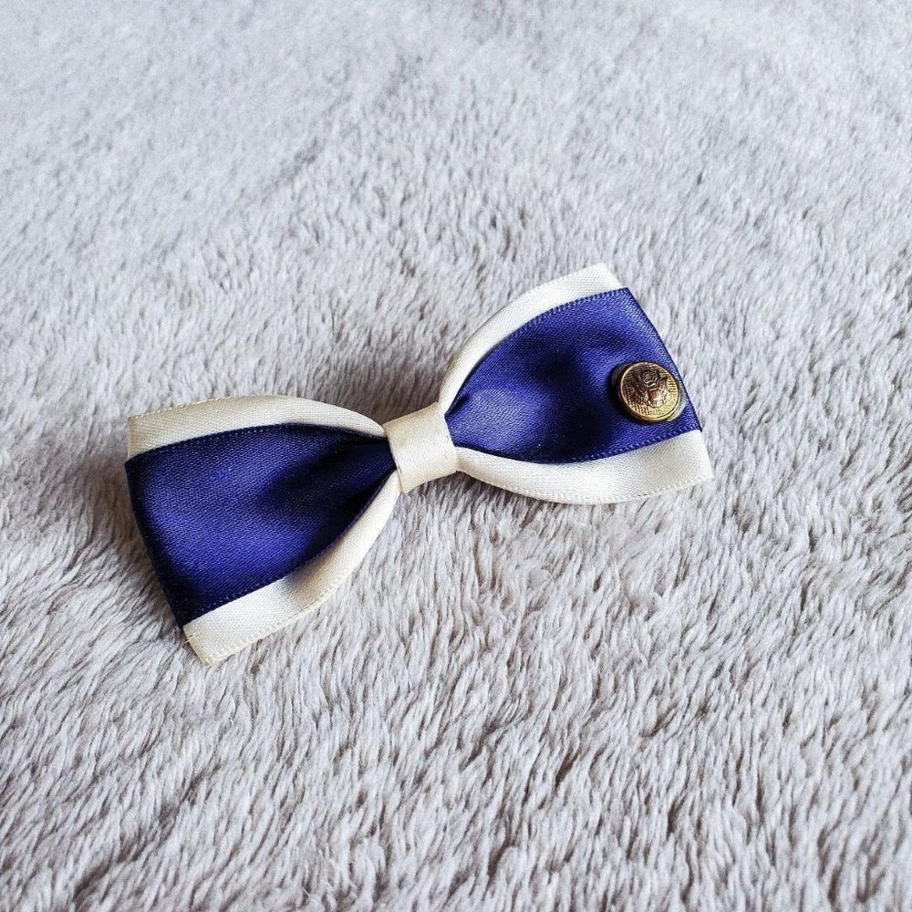 Bridgerton ethereal navy sailor bow tie hair clip w/ bronze pin 🎀